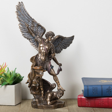 St. Michael Bronze Finish Statue, 14″