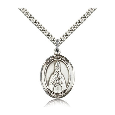 St. Blaise Pendant with Chain, Bliss, Sterling Silver