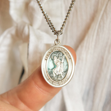 The Love Silver Collection Sterling Silver St Christopher Pendant |  very.co.uk