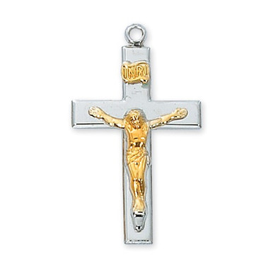 Sterling Silver Tutone Crucifix Pendant