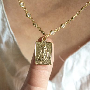 Scapular Medal with Crystal Link