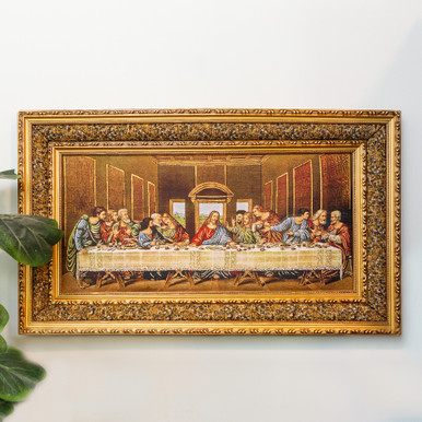 Last Supper with Gold and Brown Frame