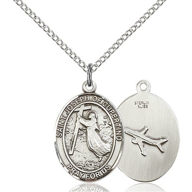 Sterling Silver St. Joseph of Cupertino Pendant w/ Chain
