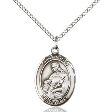 Sterling Silver St. Agnes of Rome Pendant w/ Chain