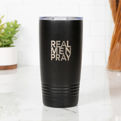 Personalized “Real Men Pray” Black Tumbler
