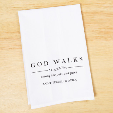 St. Teresa of Avila Among the Pots Dish Towel