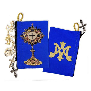 Ave Maria Monstrance Tapestry Style Rosary Pouch