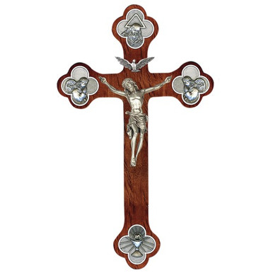 Walnut Trinity Crucifix 12”