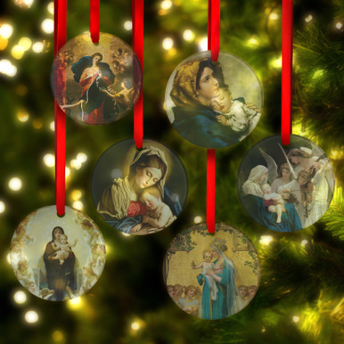 Classic Art Madonnas Glass Ornament Collection – Set of 6