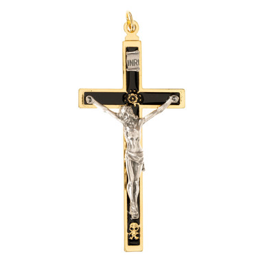 Memento Mori Funeral Crucifix in Black and Gold | The Catholic Company®
