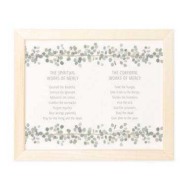 Works of Mercy Natural Wood Framed Print