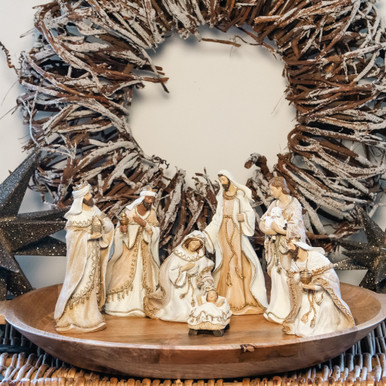 Woven Gold Trimmed Nativity - 7 Pieces