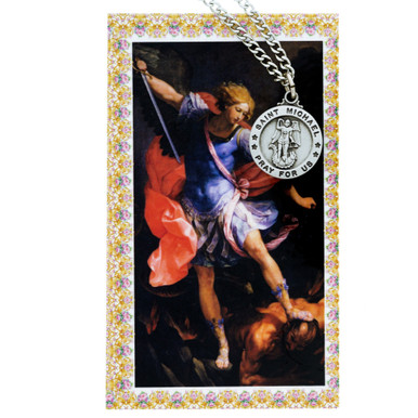 St. Michael Patron Saint Prayer Card w/ Medal