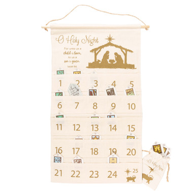 Fabric Advent Calendar with Scripture Cards – 18″