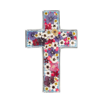 Pressed Flower Wall Cross – 6.5″