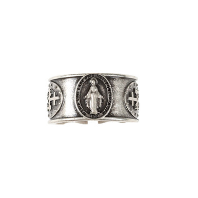Men's Stamped Miraculous Medal Ring | The Catholic Company®
