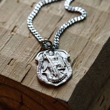St. Michael Shield Medal – Sterling Silver