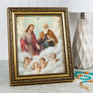 8 1/4 x 10 1/4 Gold Ornate Frame with a 6 x 8 Guardian Angels with –  Celtic Cove Catholic Bookstore