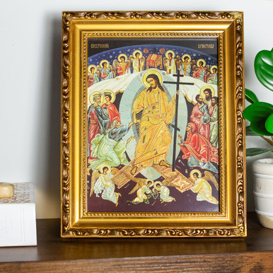 Resurrection: Descent Into Hell & Lifting Up of Adam & Eve Gold Framed Icon