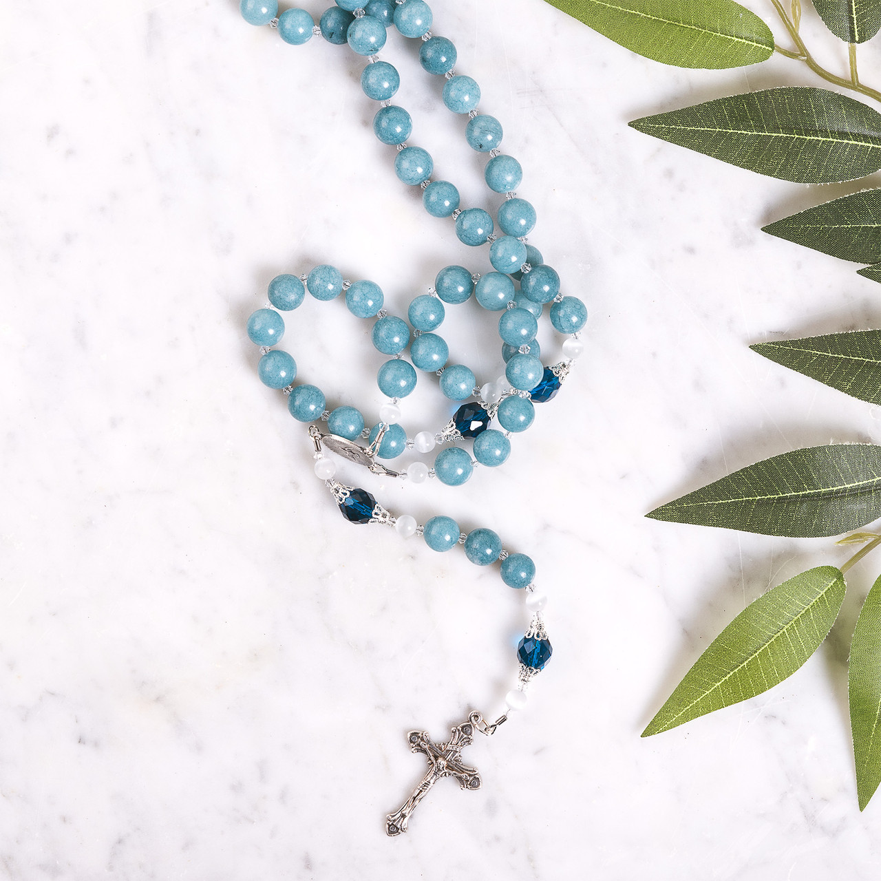 Image of Blue Quartz & Swarovski Crystal Chaplet of Conversion