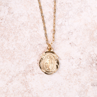 Gold/Sterling Silver Miraculous Medal Pendant on 18 inch chain