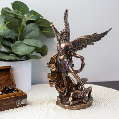 St. Michael Bronze Finish Statue, 10″