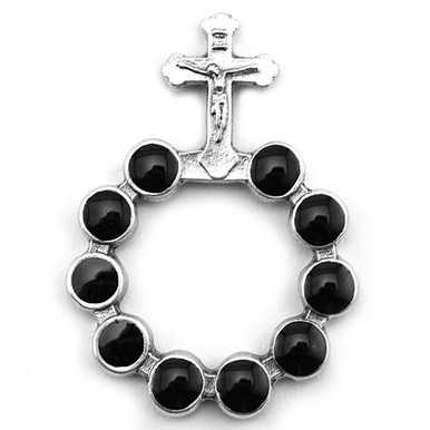 One Decade Finger Rosary – Black Enamel