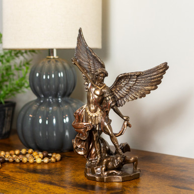 St. Michael Bronze Finish Statue, 8”