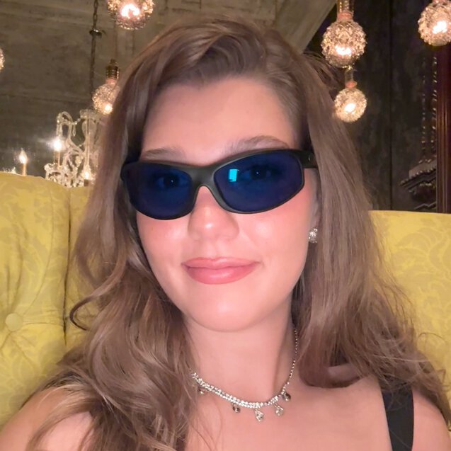 Faith wearing Z-Blue TheraSpecs for Strobing and Concert Lights