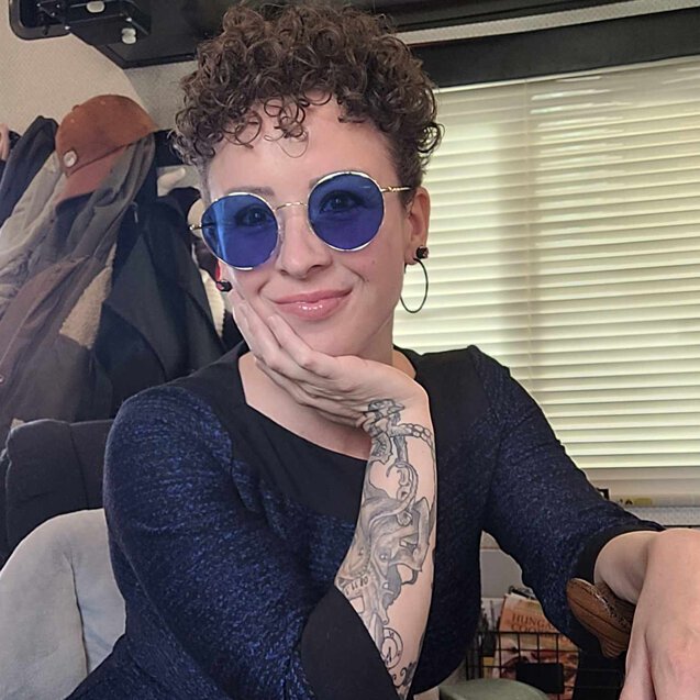 Lasha wearing Z-Blue TheraSpecs after concussion