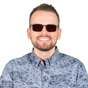 Man wearing FL-Sun Ultradark+ TheraSpecs