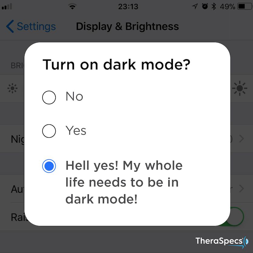 Dark mode for life meme