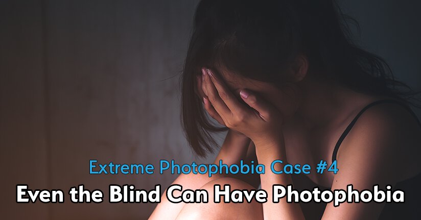Extreme Photophobia Case 4—Blind People and Photophobia Woman with extreme photophobia covering both eyes against oncoming light