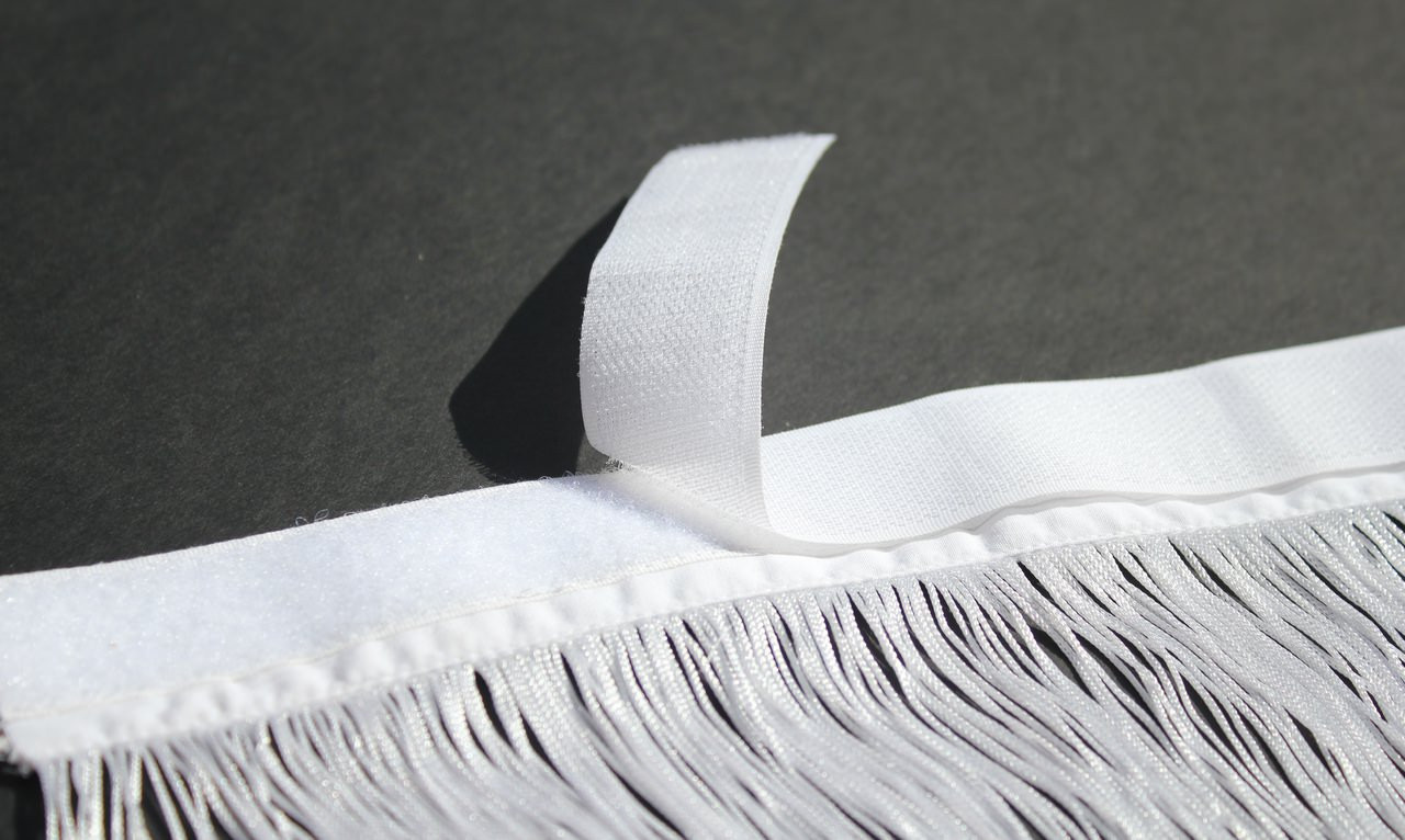 White String Curtains with Velcro Strip Heading 3 Feet by 10 Feet