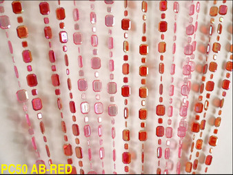 Emerald Cut Red & Pink Beaded Curtain