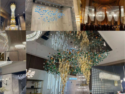 Custom Ceiling Design Services with Crystal, LED & Shimmer Materials