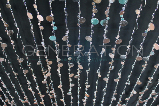 Silver Champagne Bubbles Beaded Curtains - 3 Feet by 12 Feet