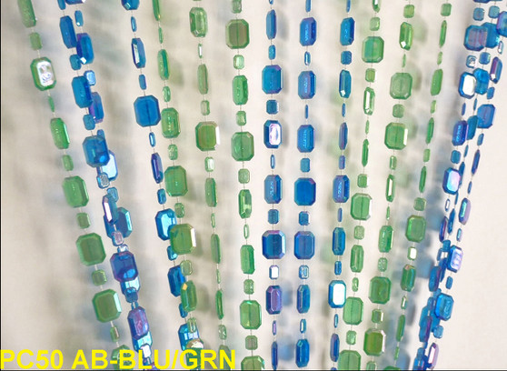 Blue & Green Emerald Beaded Curtains - 3 Feet by 6 Feet