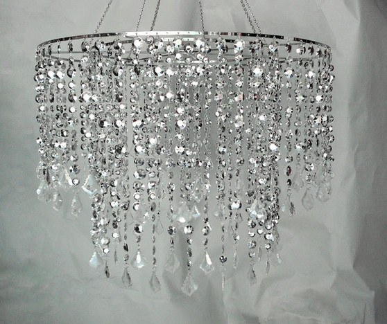 Large Diamond cut beads chandelier 48 Inches Long