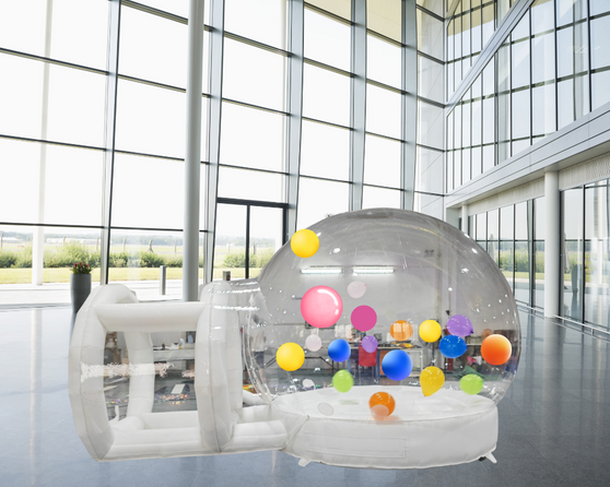 White bubble Globe with Tunnel in Hotel Lobby White bubble Globe with Tunnel in Hotel Lobby