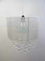 White fabric chandelier with acrylic rain drops beads