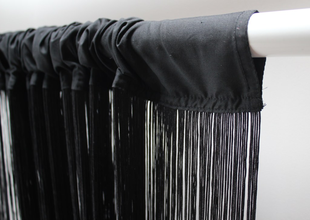 String Curtain - Black w/Metallic Thread - 3' x 6.5' (trimmable length!)