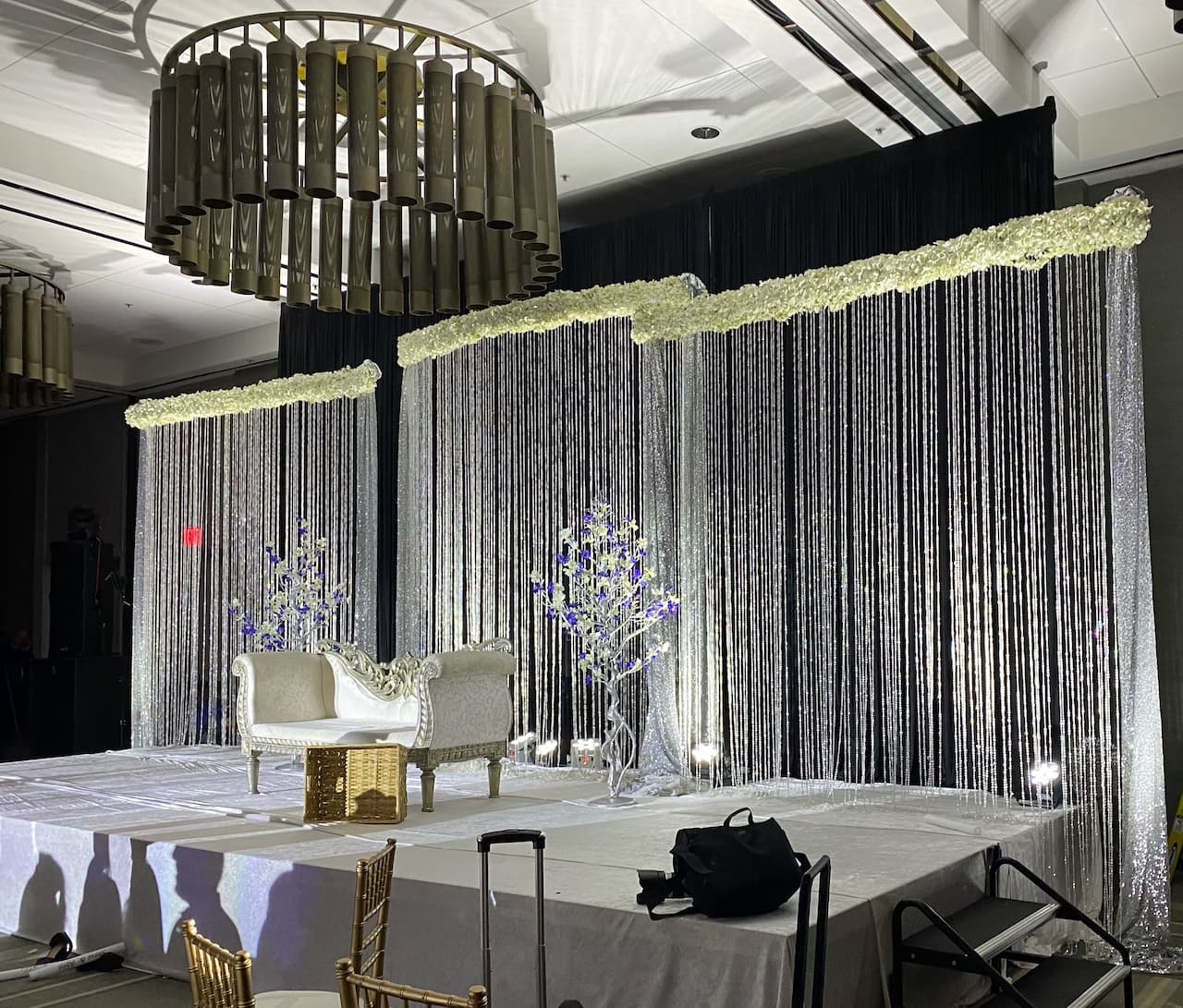 CUSTOM MADE GLASS CRYSTAL HANGING BEADED CURTAINS, CHANDELIERS AND COLUMNS  