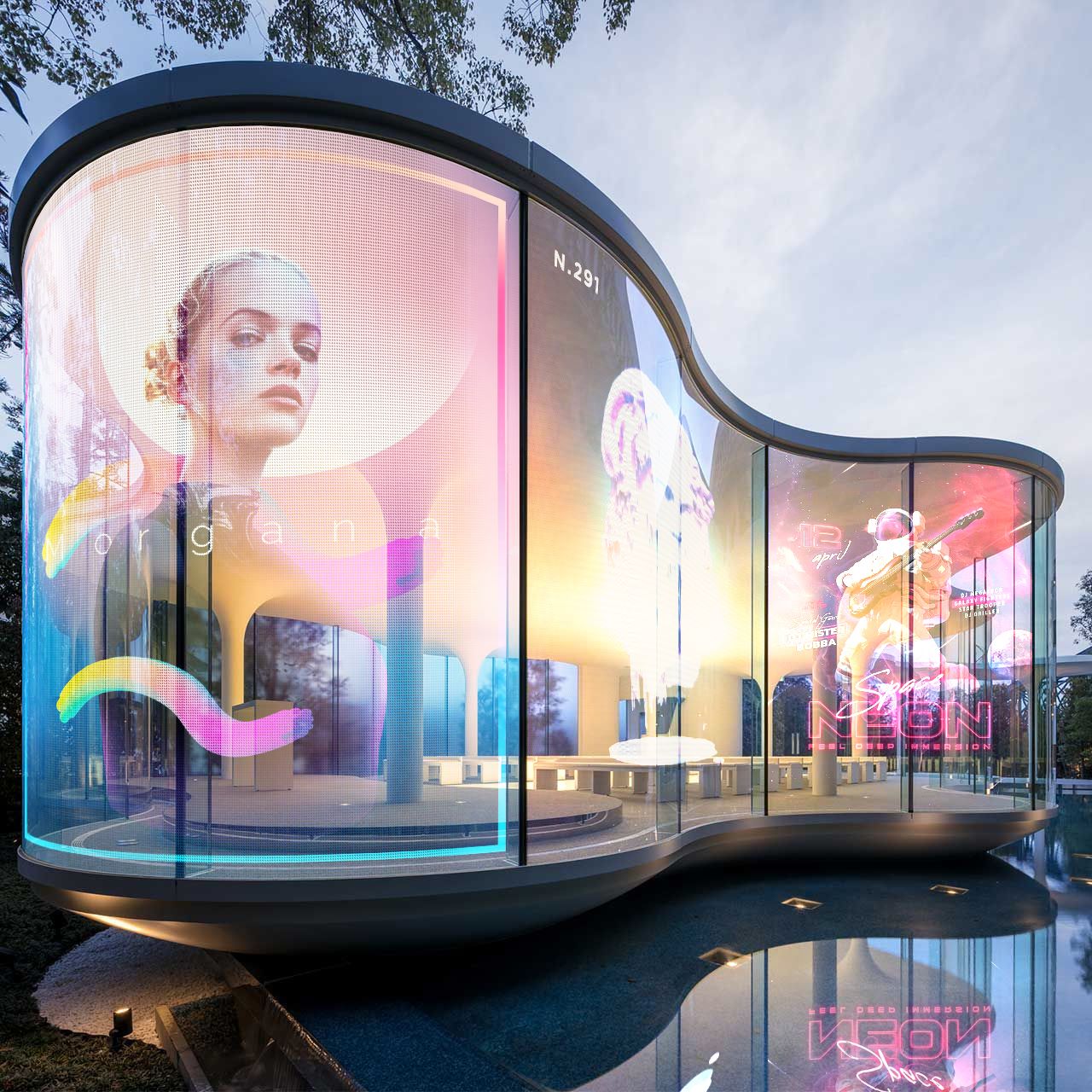 Flexible transparent led display curtain - Self-adhesive ...