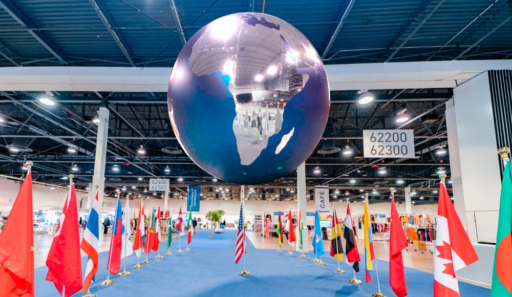 silver-mirror-ball-with-globe-earth-design Las Vegas USA