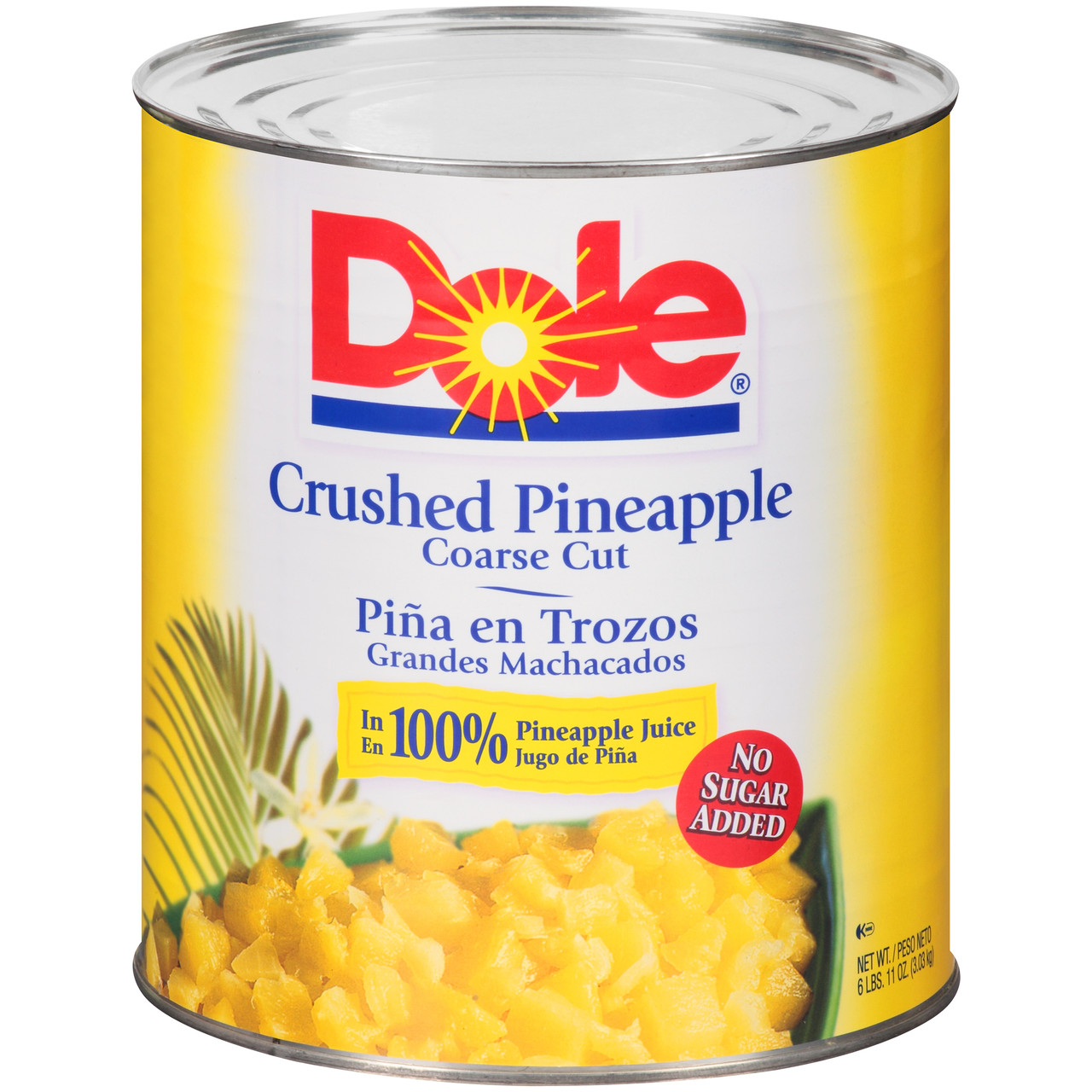 Dole, Fancy Crushed Pineapple in Pineapple Juice, # 10 can, 106 oz. (6  count) - RocketDSD