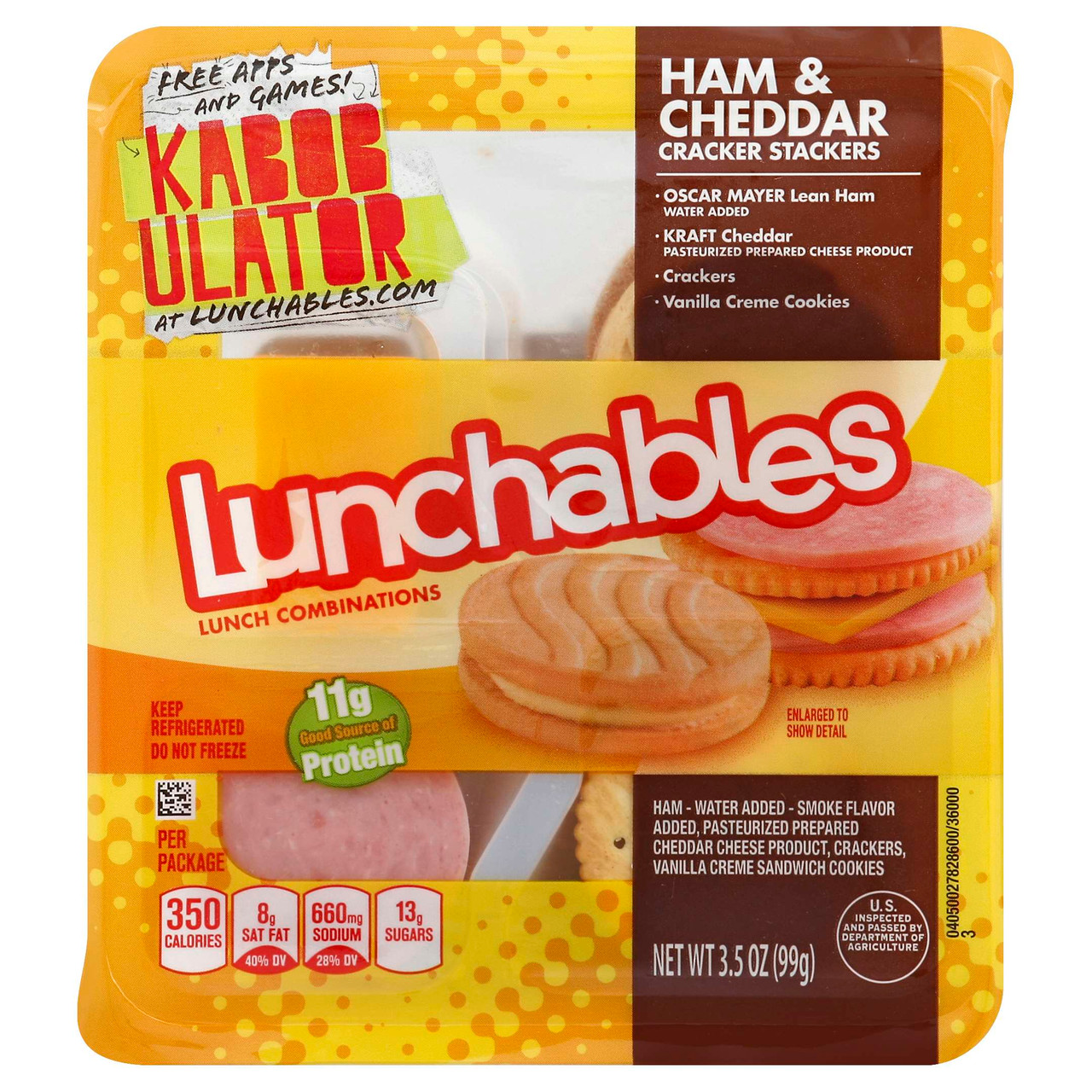 Lunchables, Ham & Cheddar Cracker Stackers with Vanilla Creme Cookies ...