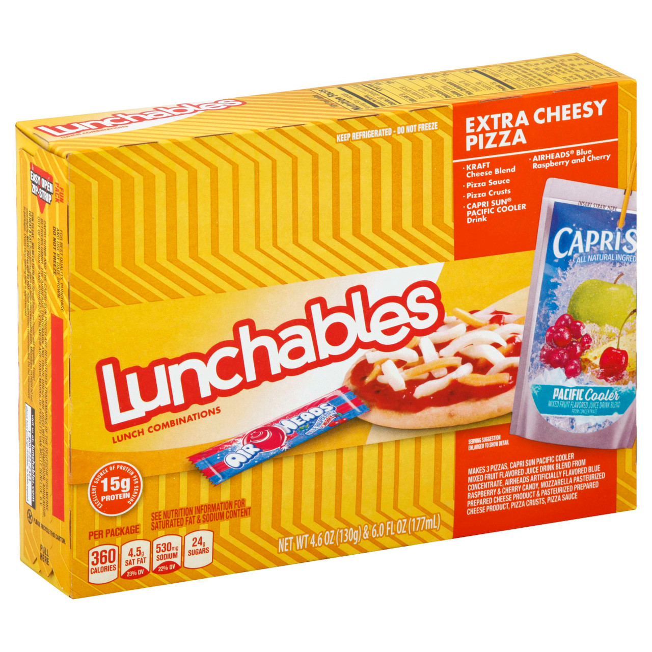 Lunchables Single Serve Extra Cheesy Pizza With Capri Sun Airheads 10 6 Oz Box 8 Count Rocketdsd