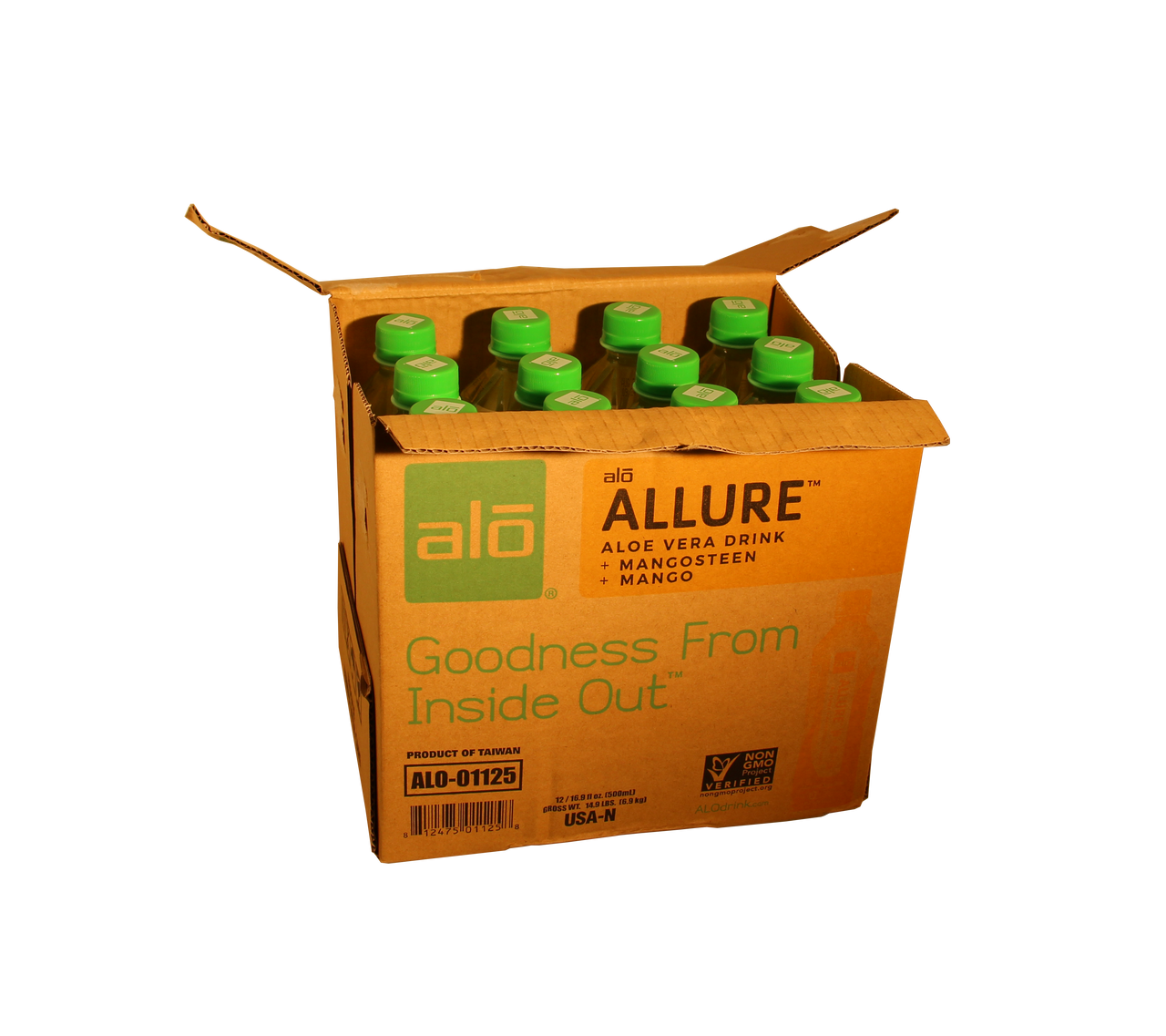 Alo Drink Allure Aloe Mangosteen Mango 16.9 oz. 12 Count