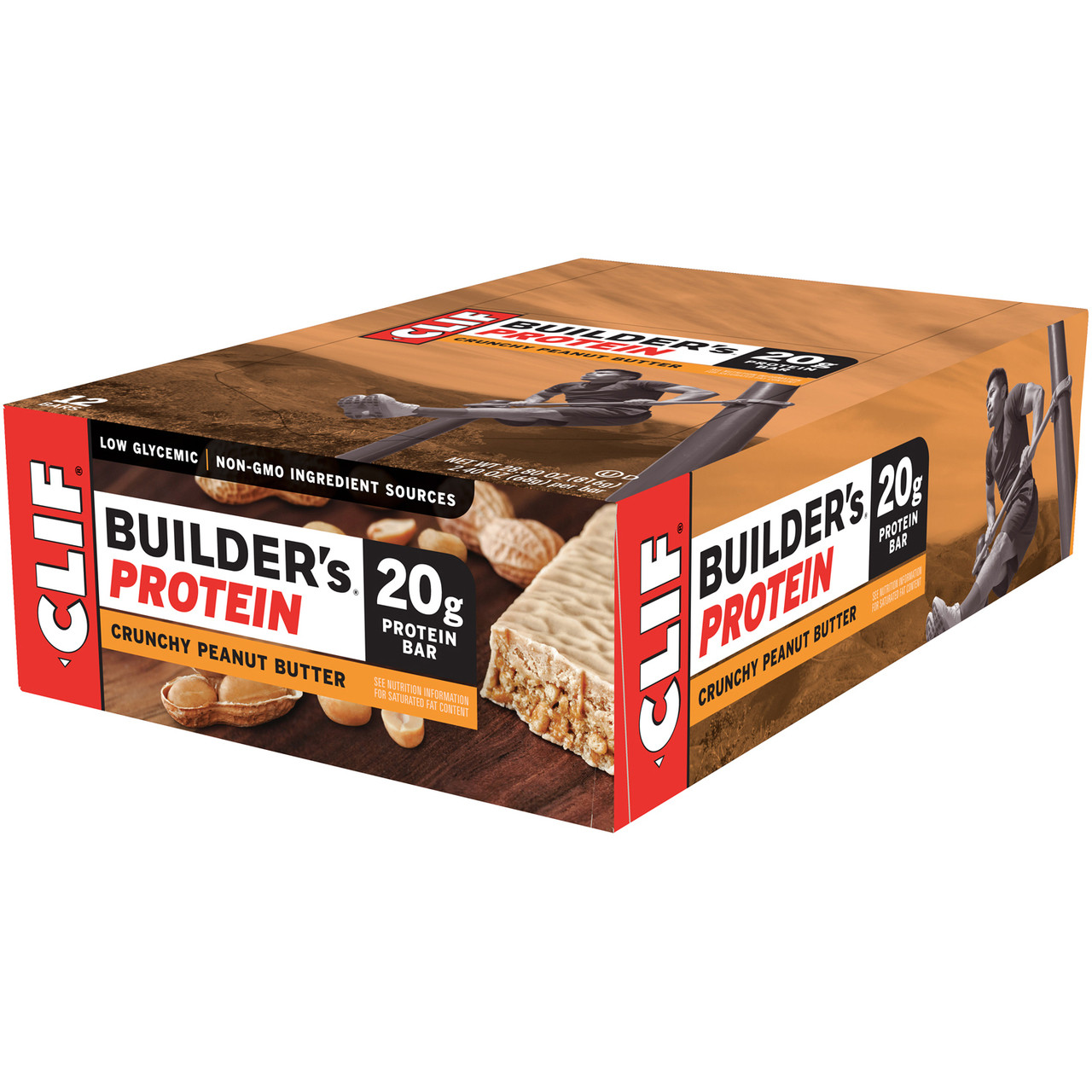 CLIF Builders, Protein Bars, Crunchy Peanut Butter, 2.4 oz. Bars (12